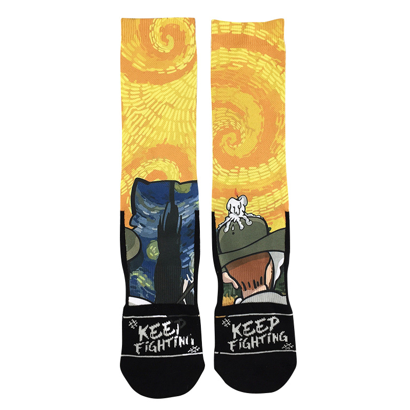 Van Gogh Illustration Series Socks Terry Towel Bottom Socks Personalized Creative Socks